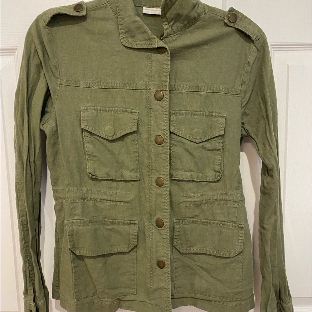 Linen jacket with drawstring waist